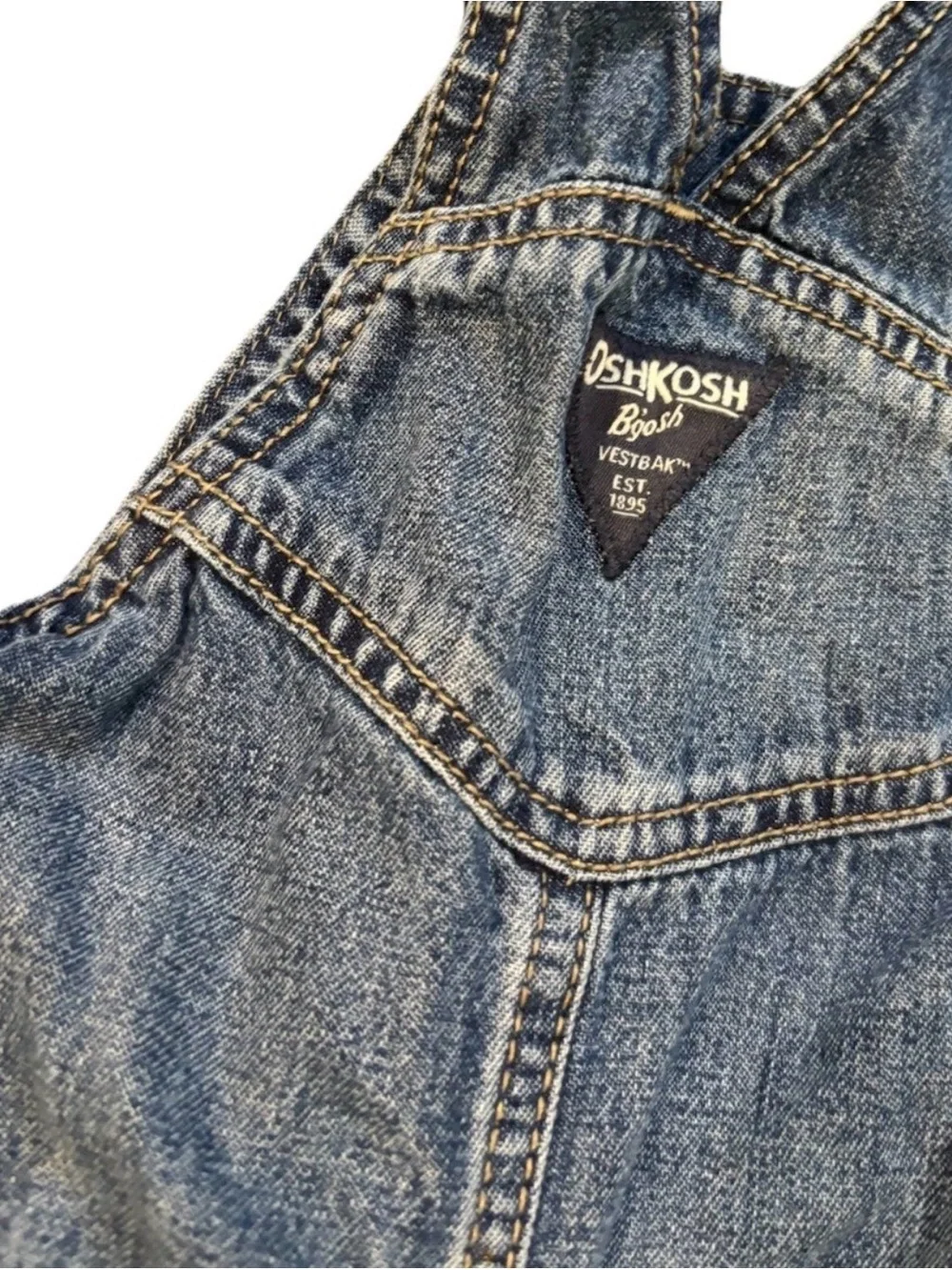 OshKosh B'gosh Washed Blue Denim Overalls with Logo